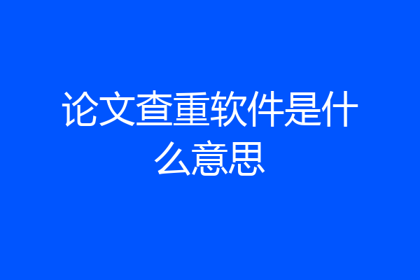 论文查重软件是什么意思