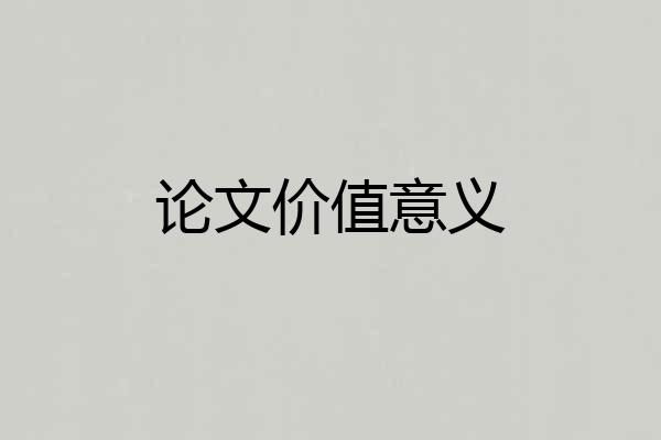 论文价值意义