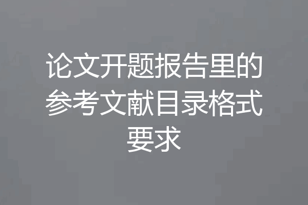 论文开题报告里的参考文献目录格式要求