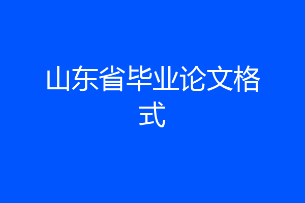 山东省毕业论文格式