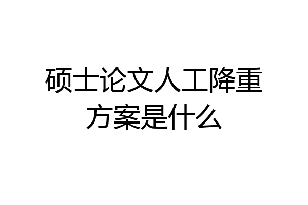 硕士论文人工降重方案是什么