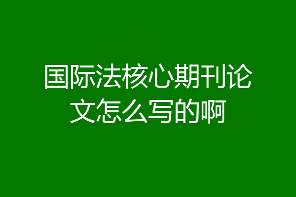 国际法核心期刊论文怎么写的啊