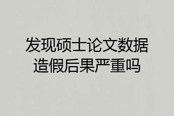 发现硕士论文数据造假后果严重吗