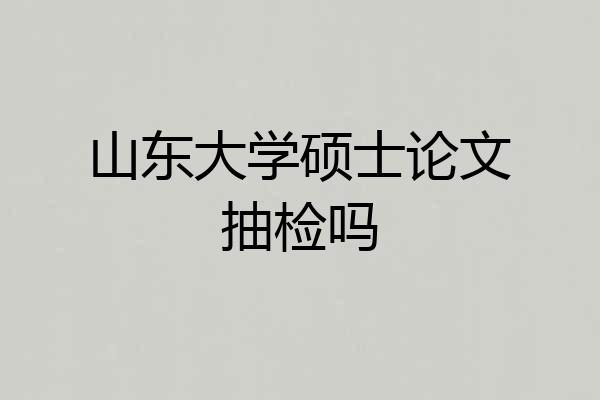 山东大学硕士论文抽检吗