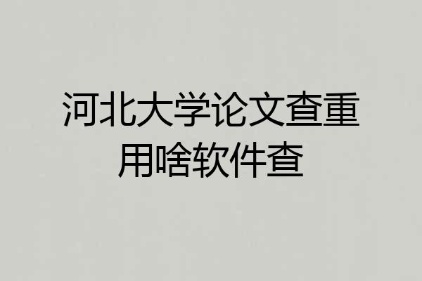 河北大学论文查重用啥软件查