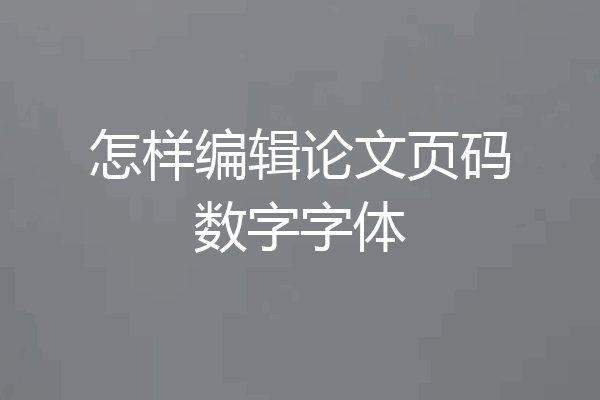 怎样编辑论文页码数字字体