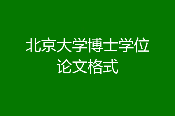 北京大学博士学位论文格式