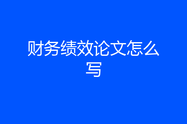 财务绩效论文怎么写