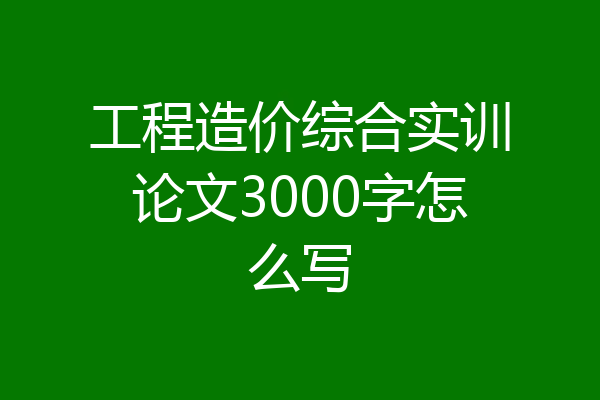 工程造价综合实训论文3000字怎么写