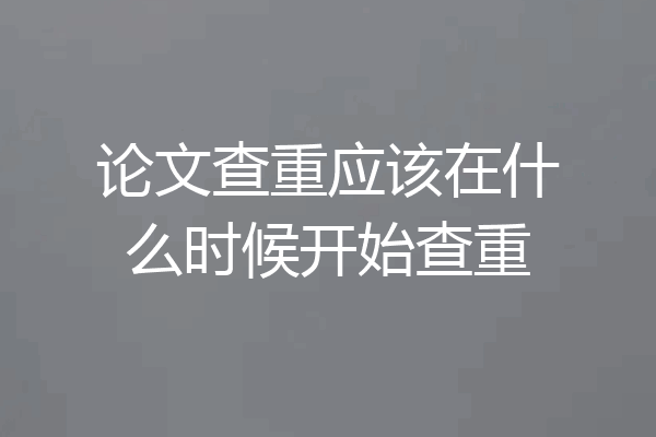 论文查重应该在什么时候开始查重