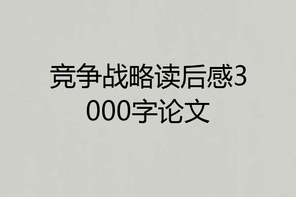 竞争战略读后感3000字论文