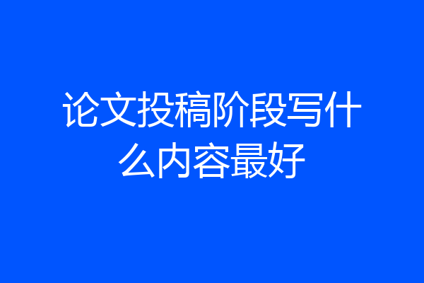 论文投稿阶段写什么内容最好