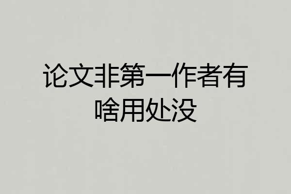 论文非第一作者有啥用处没