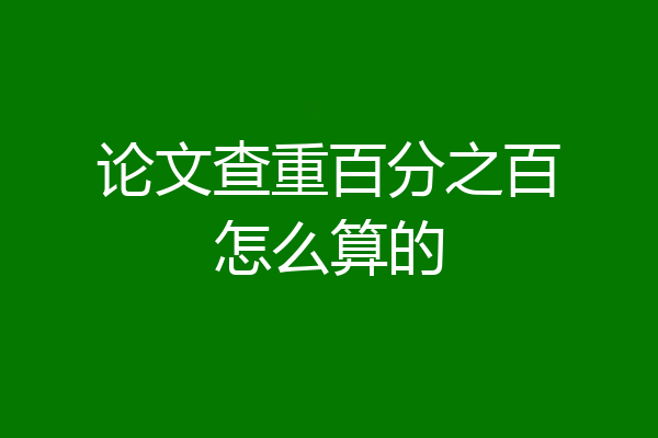 论文查重百分之百怎么算的