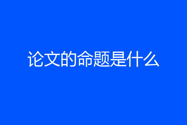论文的命题是什么
