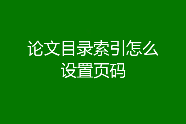 论文目录索引怎么设置页码