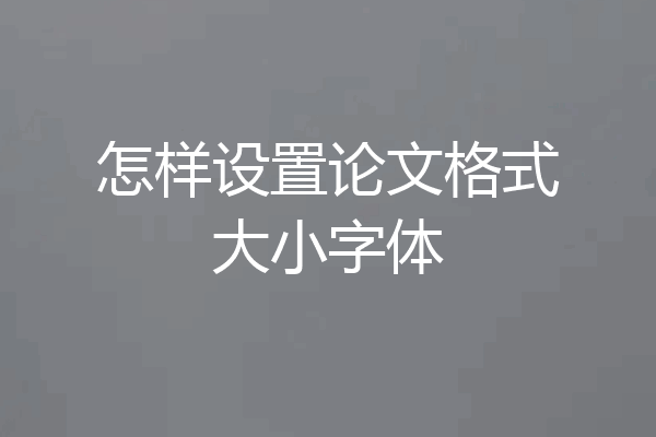 怎样设置论文格式大小字体