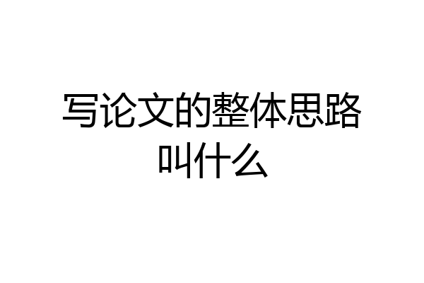 写论文的整体思路叫什么