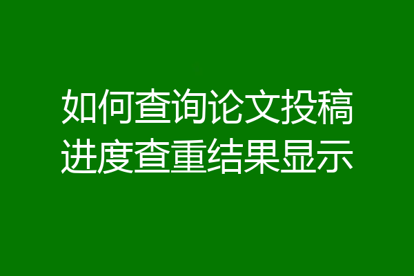 如何查询论文投稿进度查重结果显示