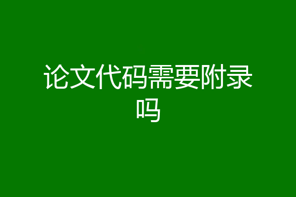论文代码需要附录吗