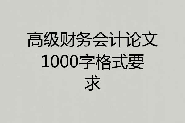 高级财务会计论文1000字格式要求