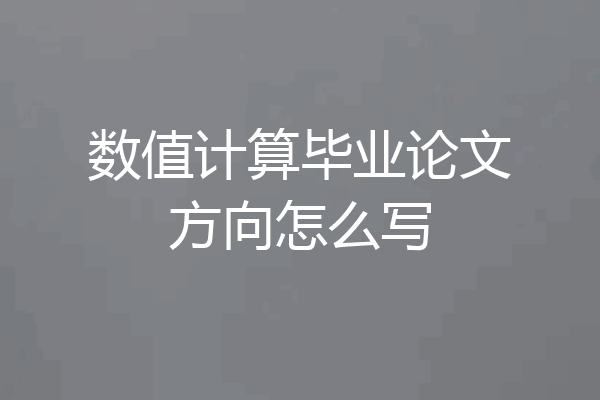 数值计算毕业论文方向怎么写