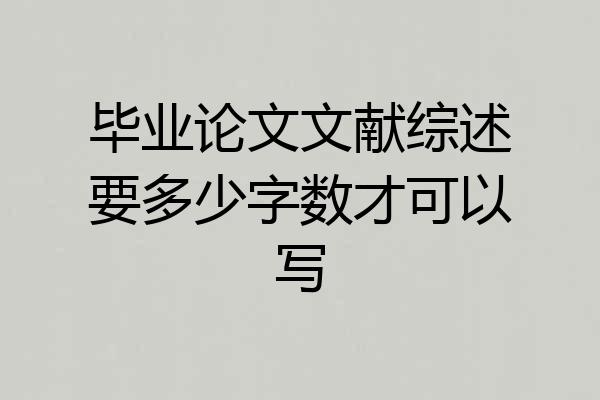 毕业论文文献综述要多少字数才可以写
