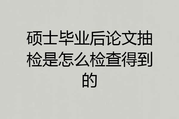 硕士毕业后论文抽检是怎么检查得到的