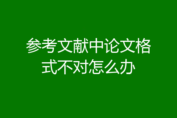 参考文献中论文格式不对怎么办