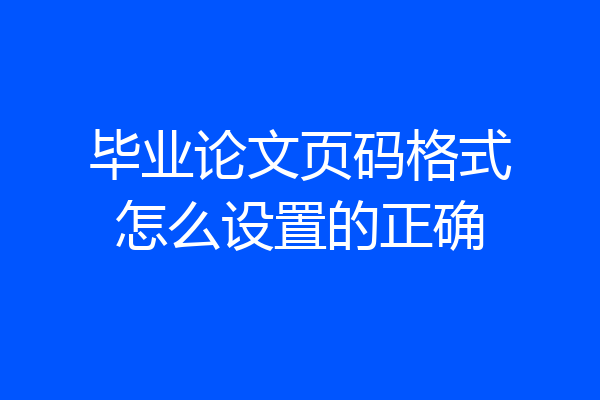 毕业论文页码格式怎么设置的正确