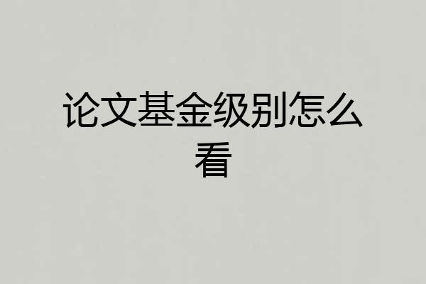 论文基金级别怎么看
