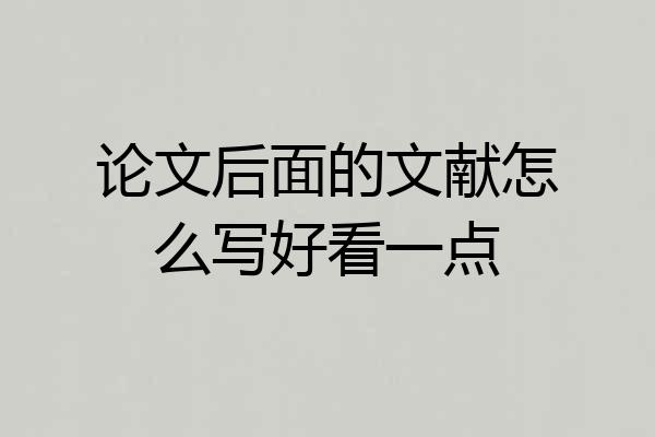 论文后面的文献怎么写好看一点