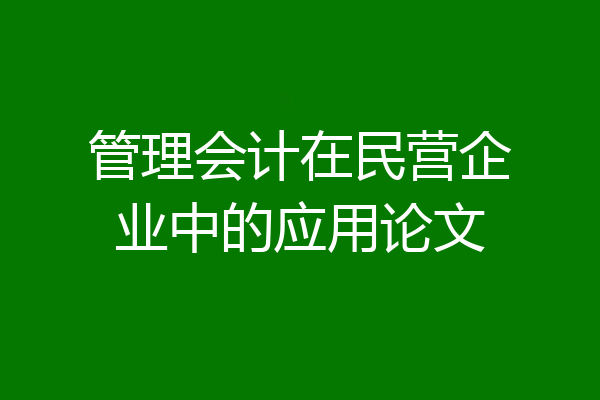 管理会计在民营企业中的应用论文