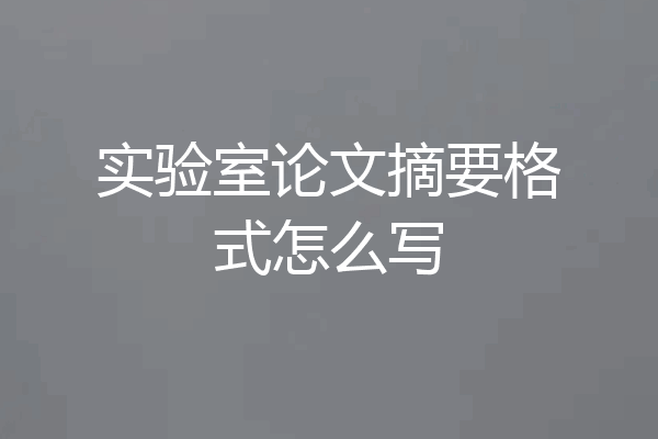 实验室论文摘要格式怎么写