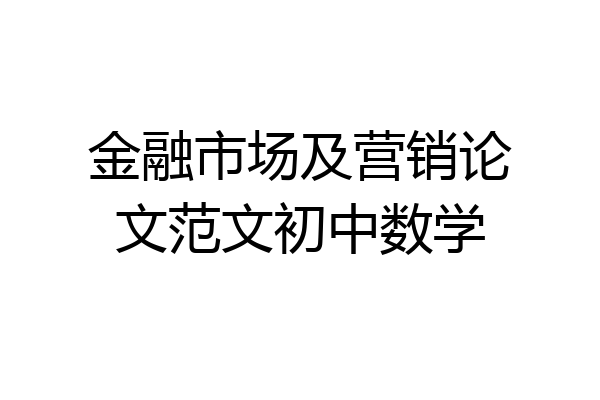 金融市场及营销论文范文初中数学