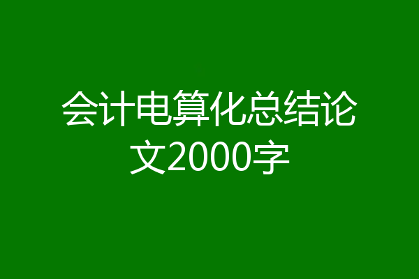 会计电算化总结论文2000字