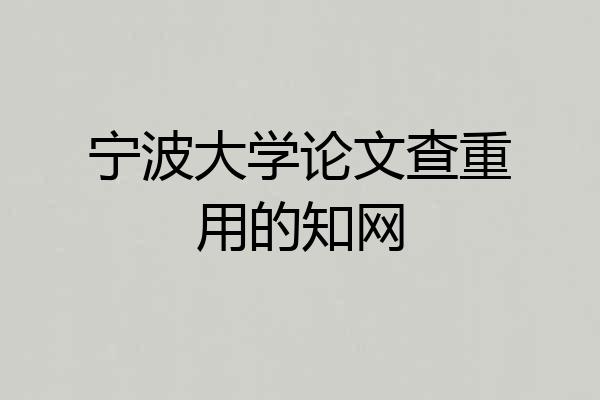 宁波大学论文查重用的知网
