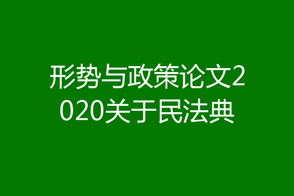 形势与政策论文2020关于民法典