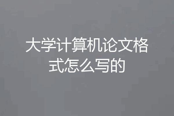 大学计算机论文格式怎么写的