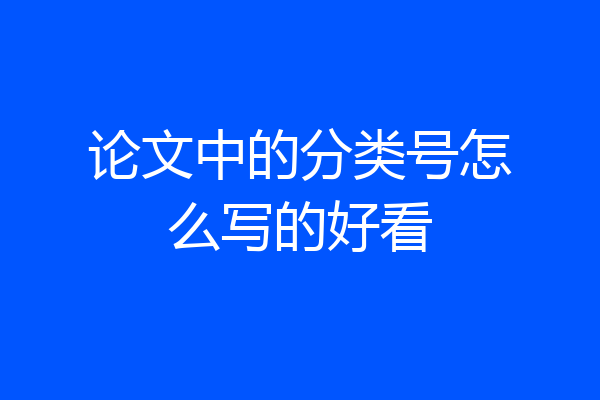 论文中的分类号怎么写的好看