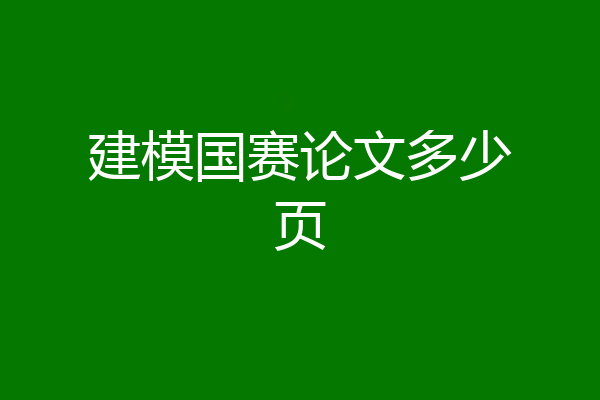 建模国赛论文多少页