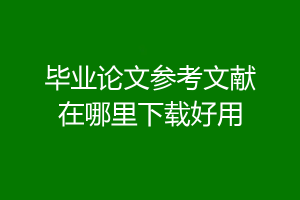 毕业论文参考文献在哪里下载好用