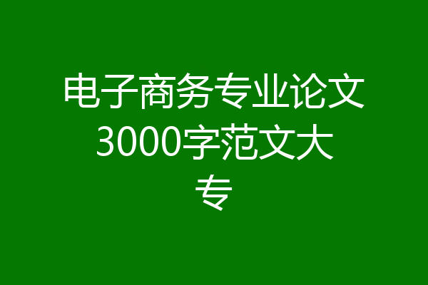 电子商务专业论文3000字范文大专