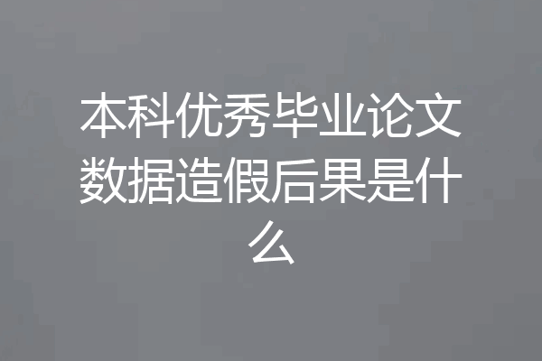 本科优秀毕业论文数据造假后果是什么