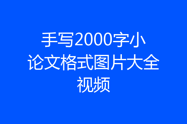 手写2000字小论文格式图片大全视频