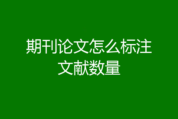 期刊论文怎么标注文献数量