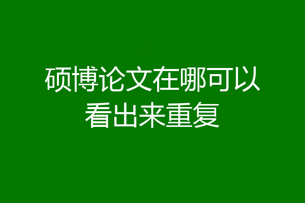 硕博论文在哪可以看出来重复