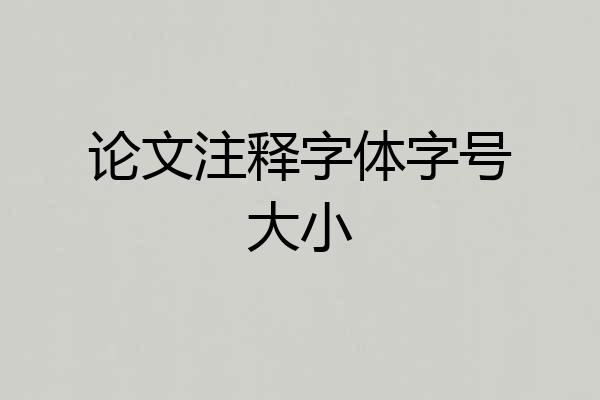 论文注释字体字号大小