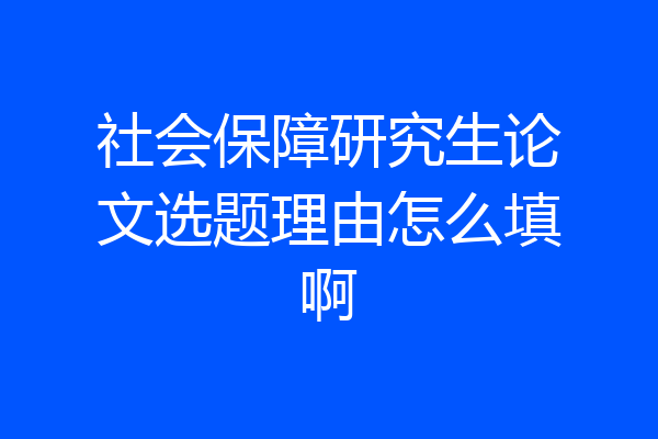 社会保障研究生论文选题理由怎么填啊