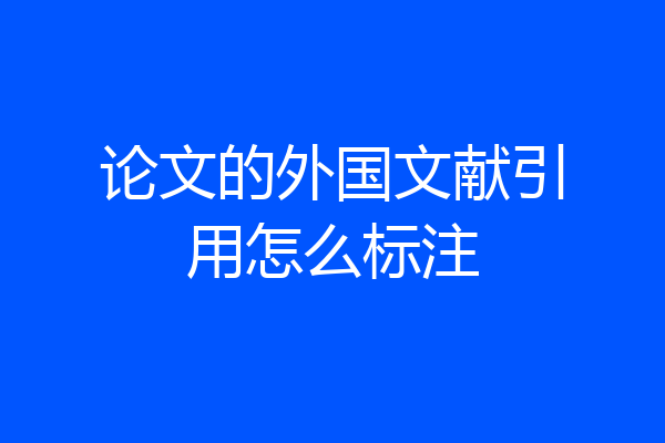 论文的外国文献引用怎么标注